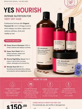 Yes Nourish Hair Care Kit - Pink (Intense Nutrition for Very Dry Hair)